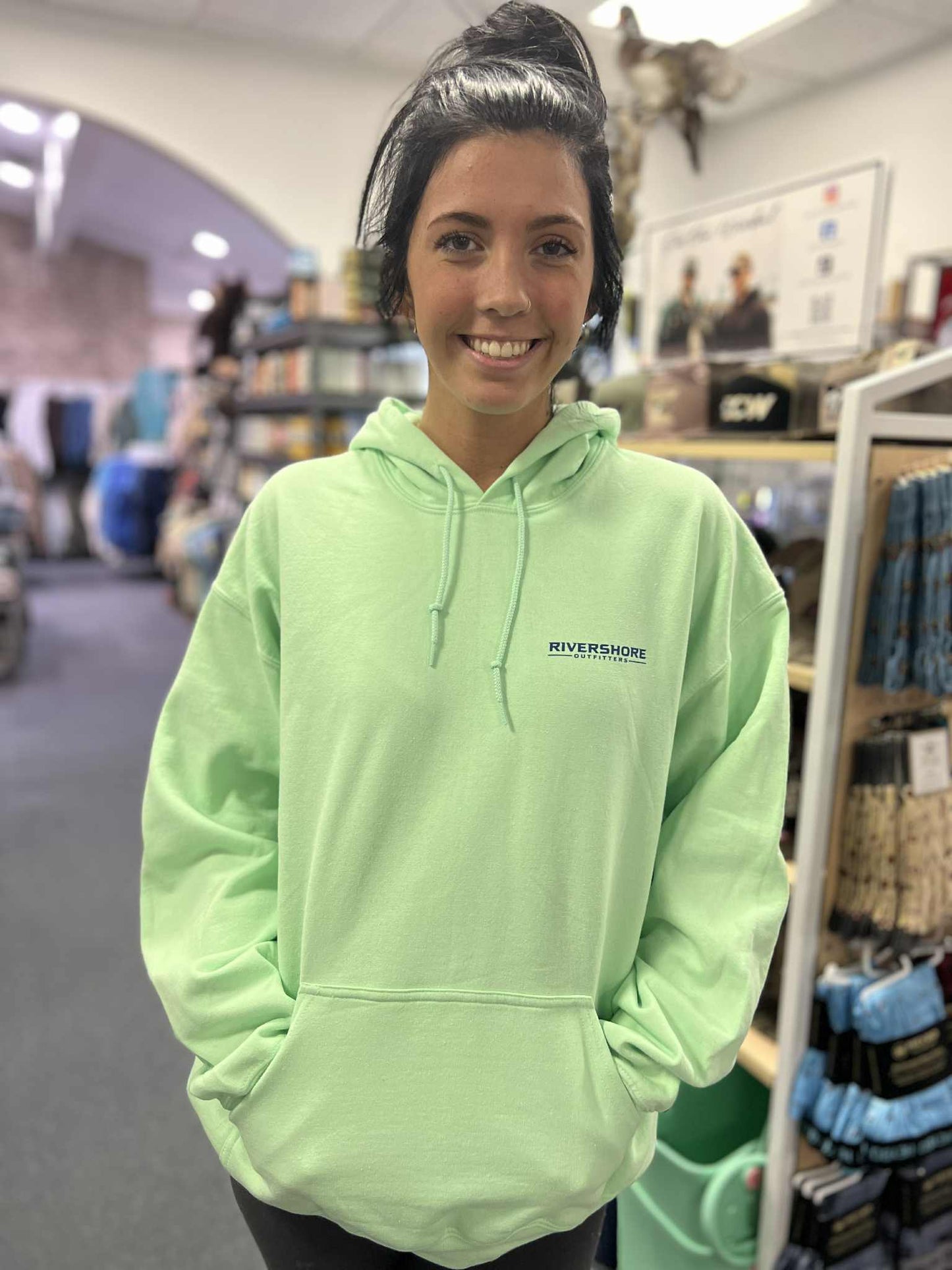 RSO Neutral Camo Bow Hooded Sweatshirt, Mint Green