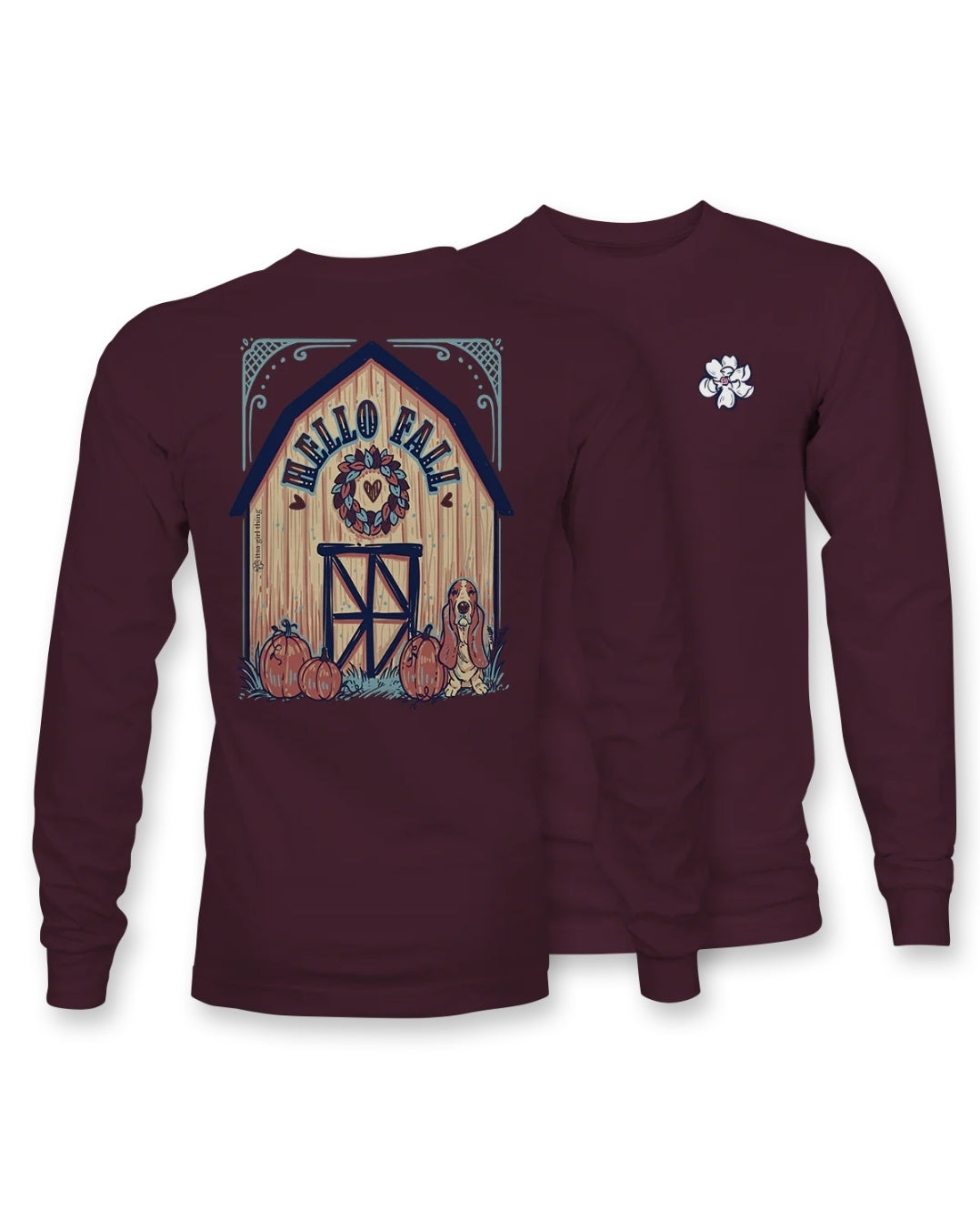Hello Fall Long Sleeve, Maroon
