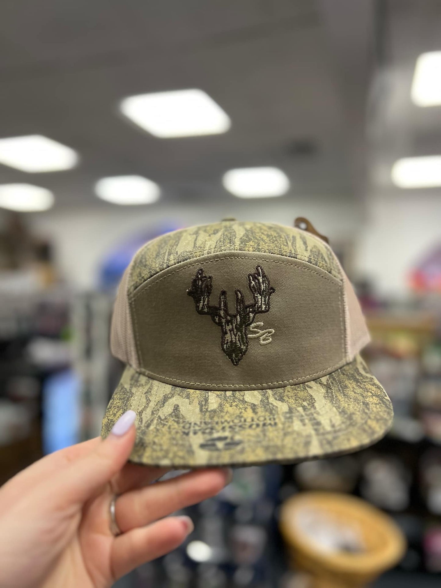 Camo Deer 7 Panel Hat, New Bottomland