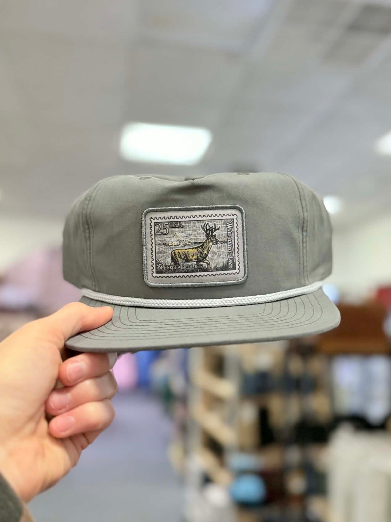 Deer Stamp Patch Rope Hat, Gray