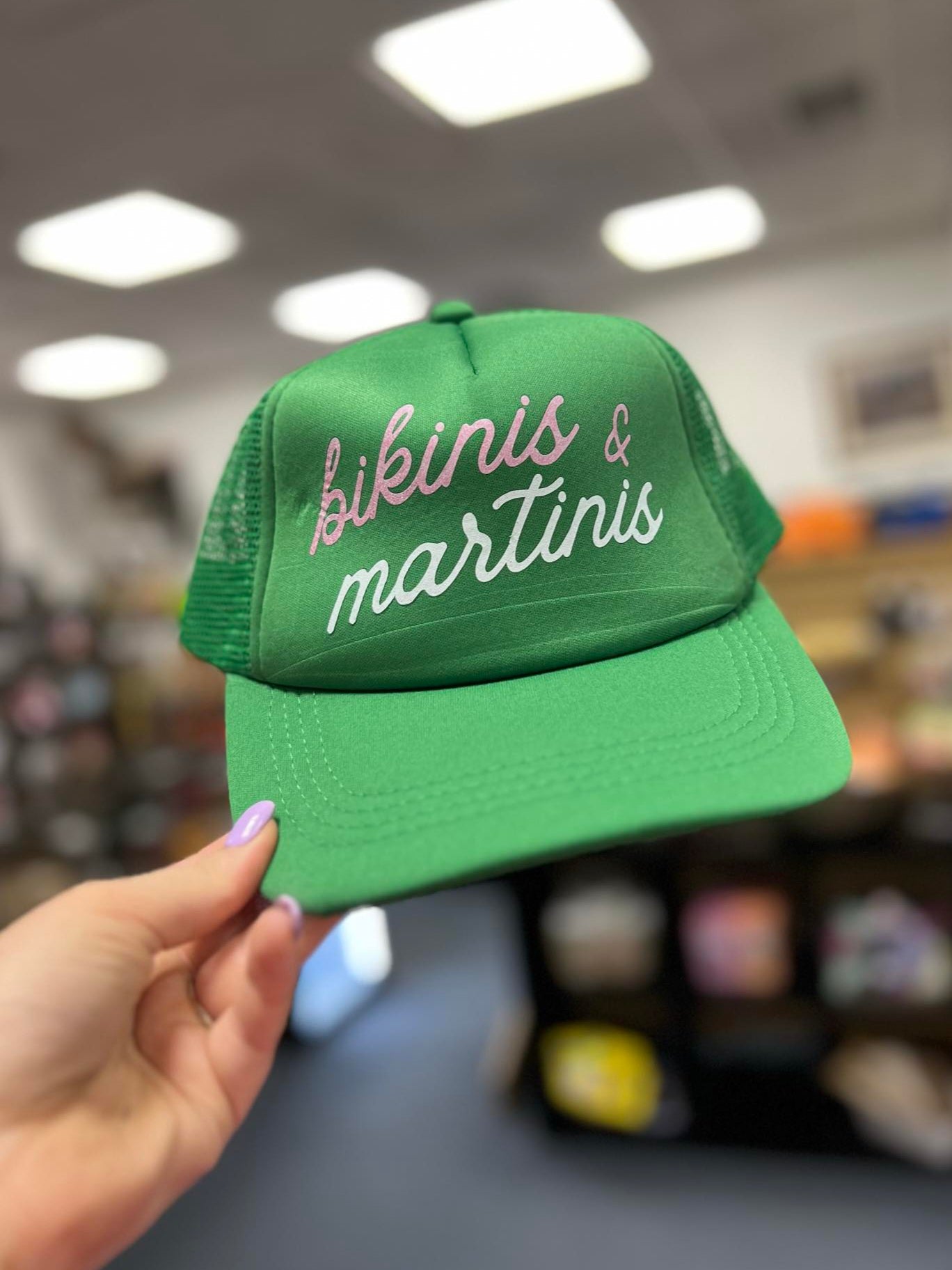 Bikinis + Martinis Trucker Hat, Green