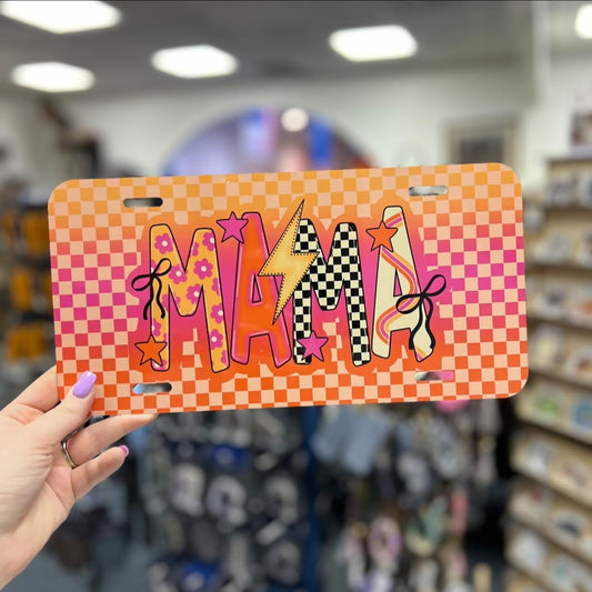 Neon Edgy Mama License Plate