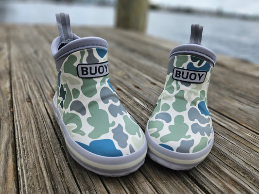 Kids White Camo Buoy Boots