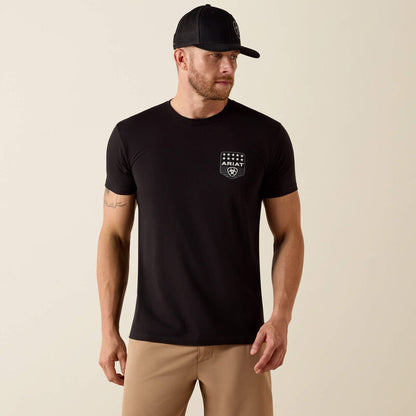 ARIAT MENS STRIPE PATRIOTIC BADGE SHIRT, BLACK