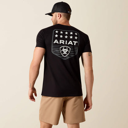 ARIAT MENS STRIPE PATRIOTIC BADGE SHIRT, BLACK