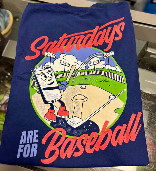 Saturdays Are For Baseball Tee, Navy