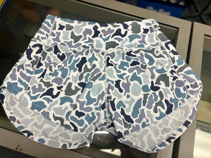 Buoy Women's Athletic Shorts, Blue Duck Camo