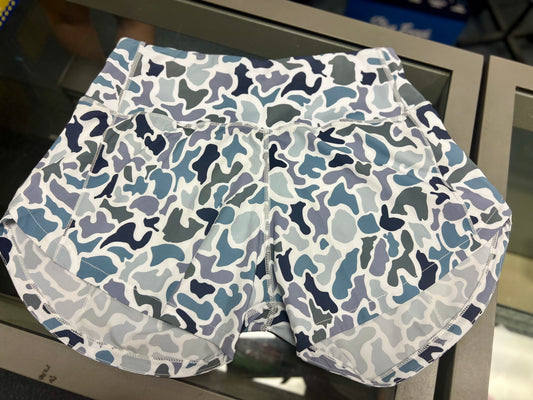 Buoy Women's Athletic Shorts, Blue Duck Camo