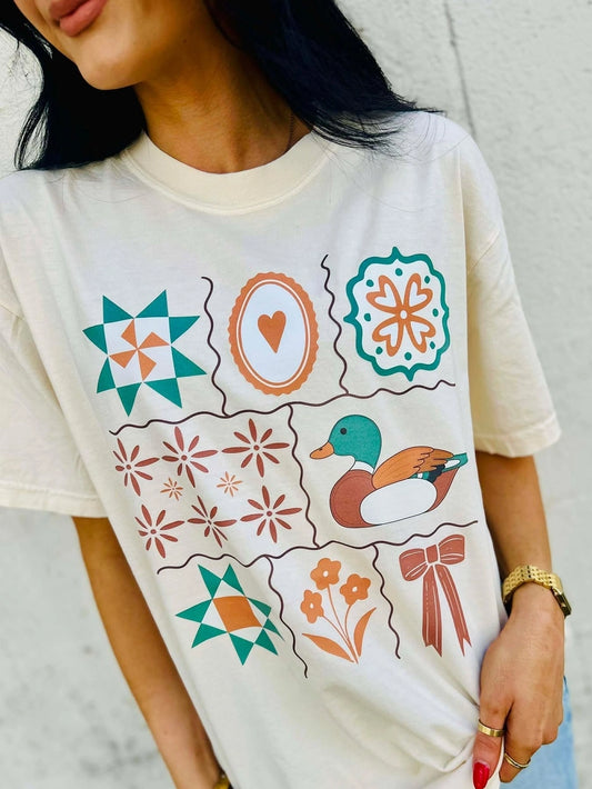 Antique Designs Collage Tee, Ivory
