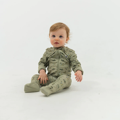 Burlebo Baby Zip Up, Flying Ducks Green