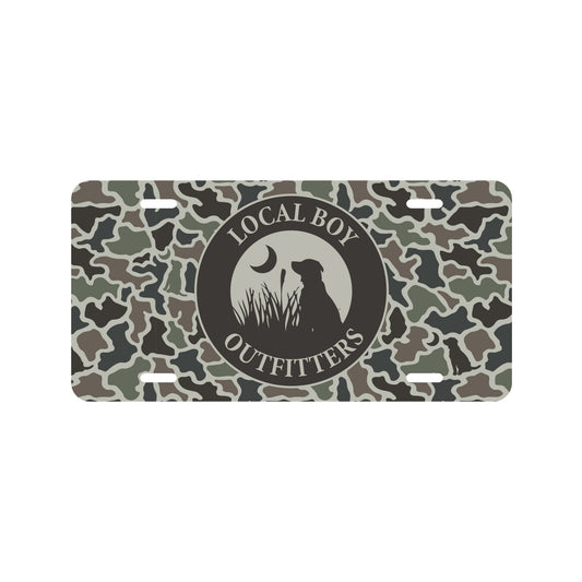 Local Boy Original Circle License Plate, Dog and Moon Camo