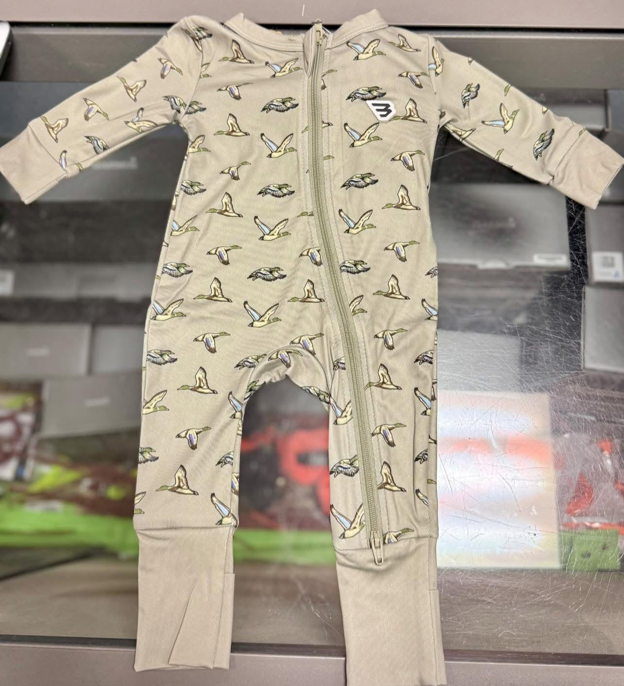 Burlebo Baby Zip Up, Flying Ducks Green