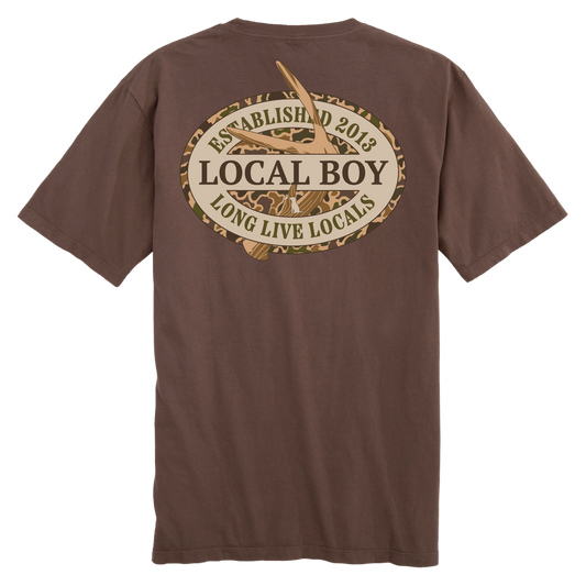 Youth Old School Antler Oval Short Sleeve Tee, Espresso