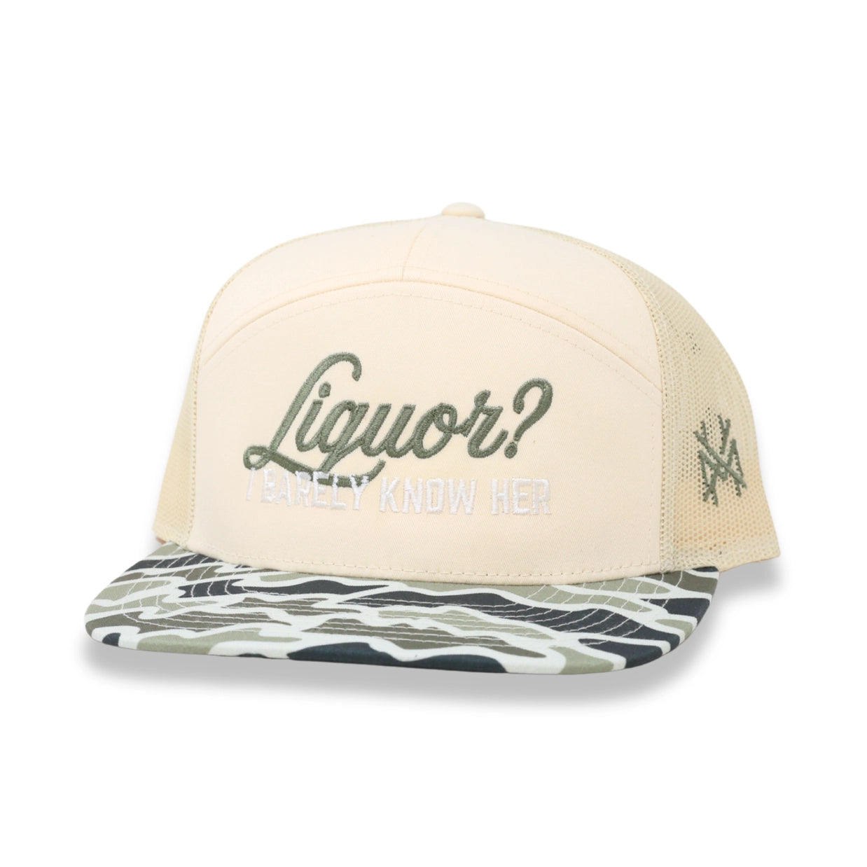 Liquor? I Barely Know Her 7 Panel Marsh Camo/Natural