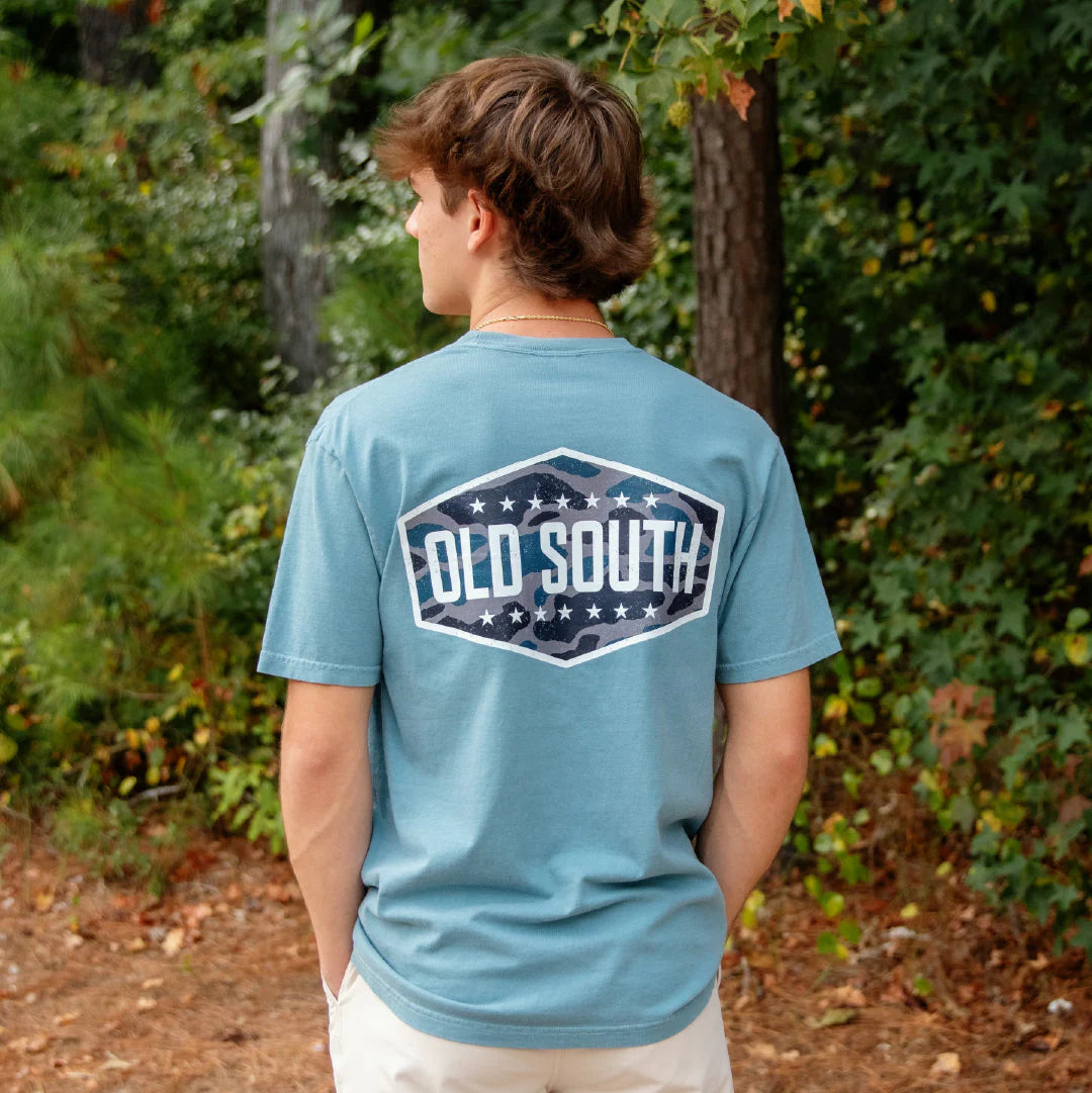 Blackout Camo Logo Short Sleeve, Ice Blue