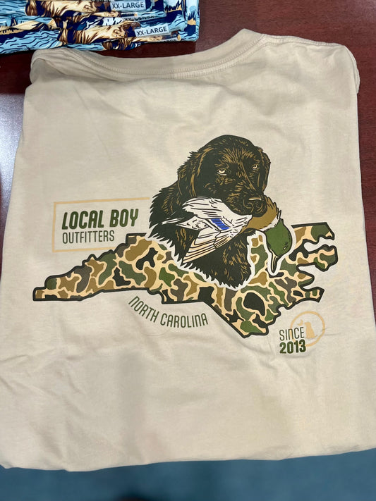 Old School Retrieve State Short Sleeve Tee NC, Latte