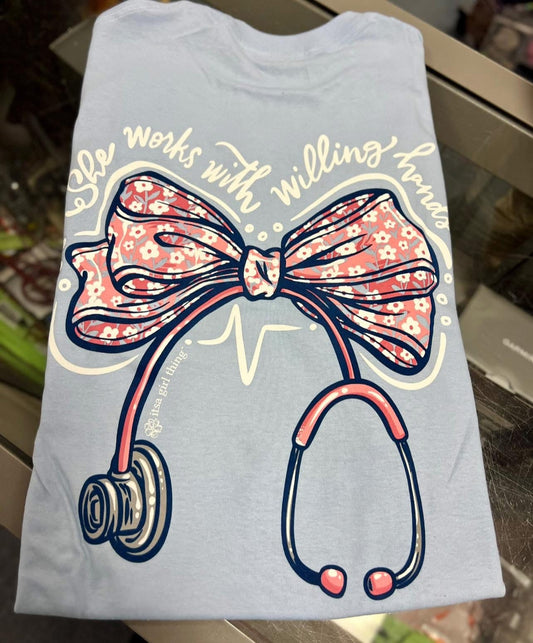 Nurse Bow Short Sleeve