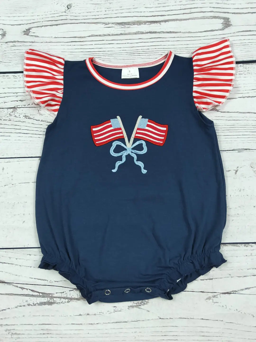 Baby Girl Bow Appliqué 4th of July bubble