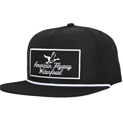 AFW Youth Throwback Vintage Rope Hat, Black Patch/White Rope