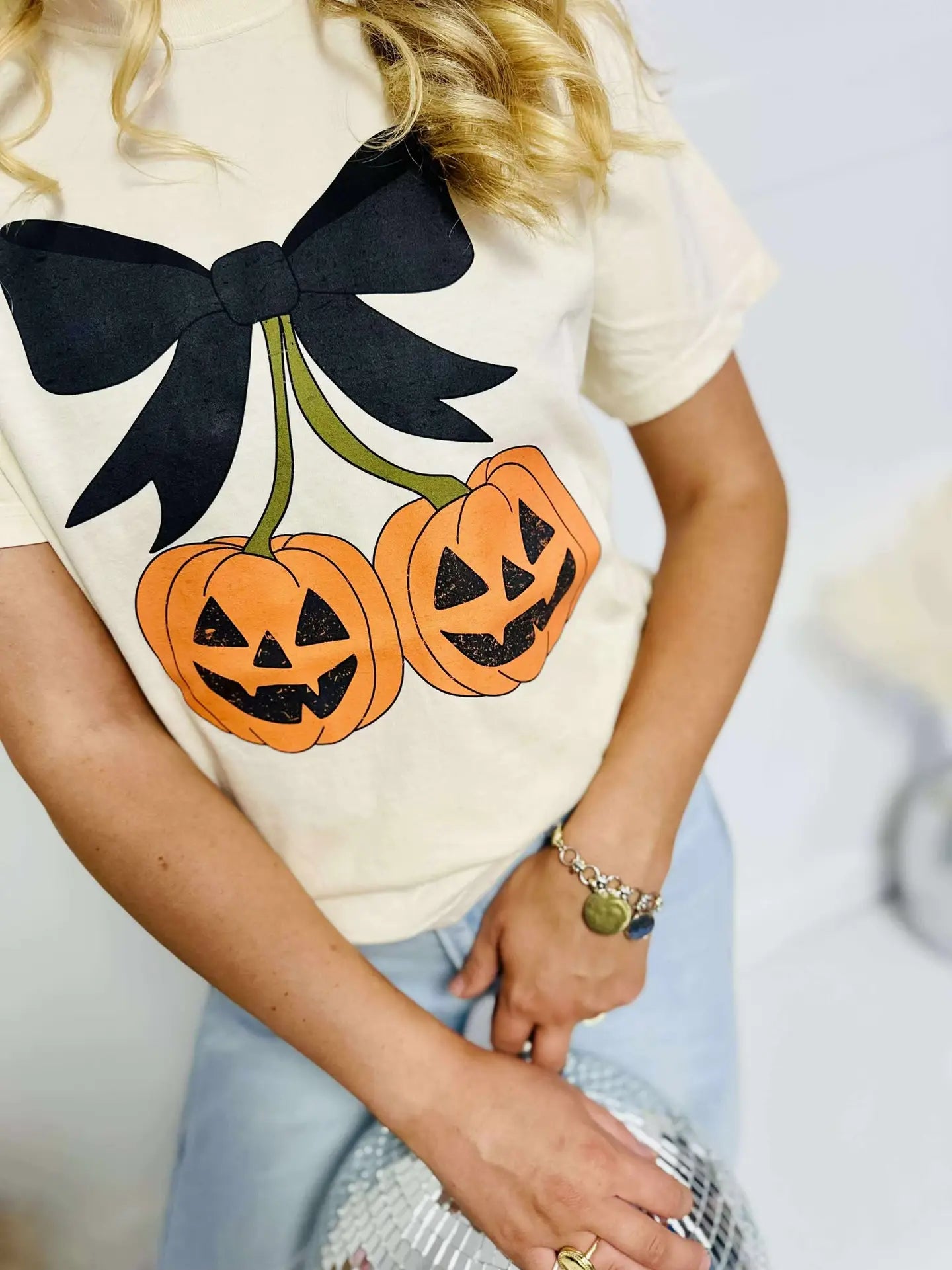 Cherry Bow Pumpkins Tee