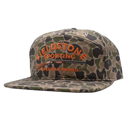 Fieldstone, 7 Panel Full Backwoods Camo Logo Hat (H-278)