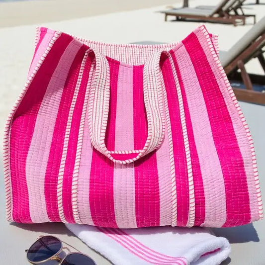 Catalina Pink Stripe Tote Bag