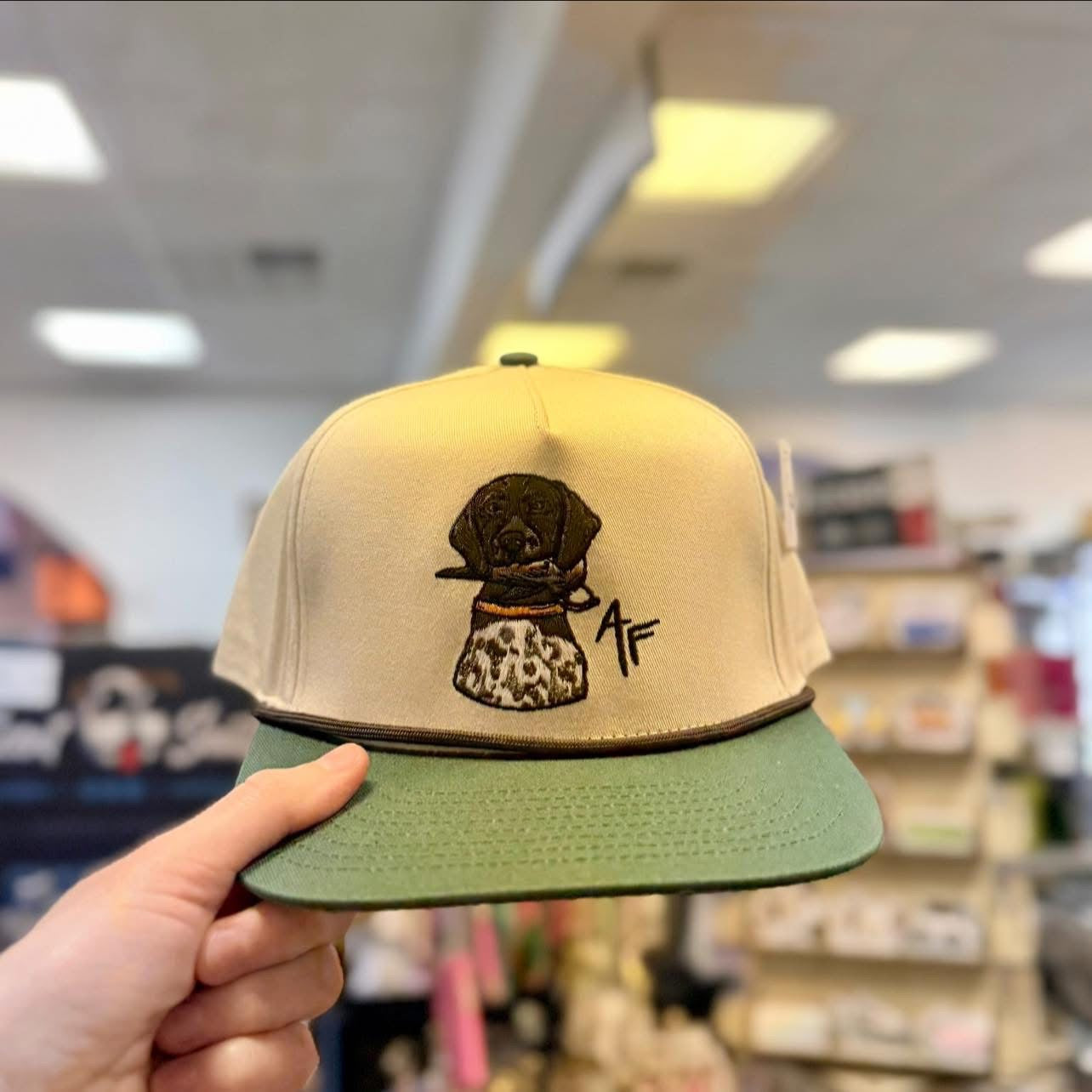 American Fetcher, GSP with Quail, Cream Green Rope