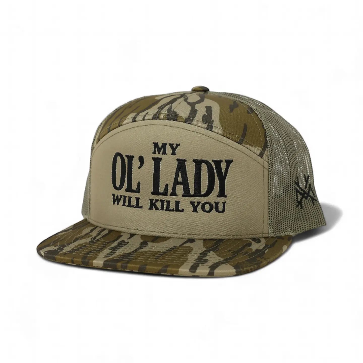 My Ol Lady Will Kill You 7 Panel Trucker, Bottomland/Loden