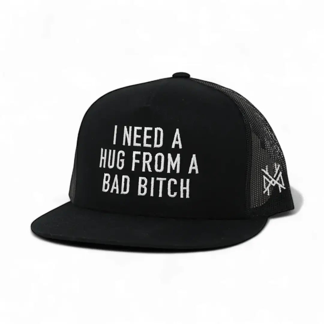 I Need a Hug Flatbill Trucker, Black