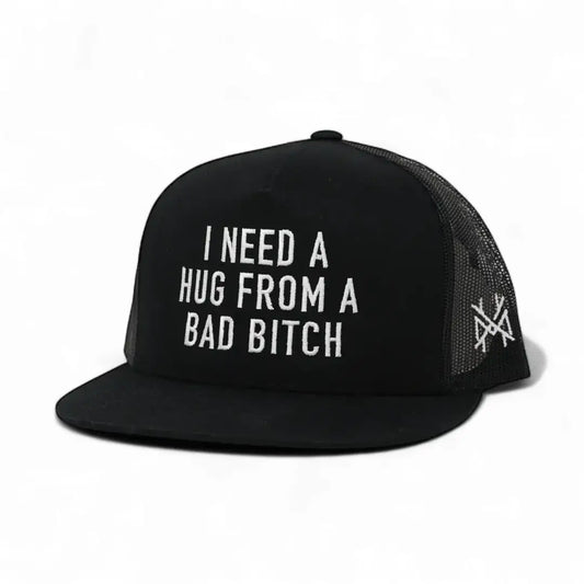 I Need a Hug Flatbill Trucker, Black