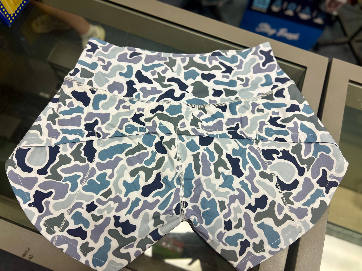 Buoy Women's Athletic Shorts, Blue Duck Camo