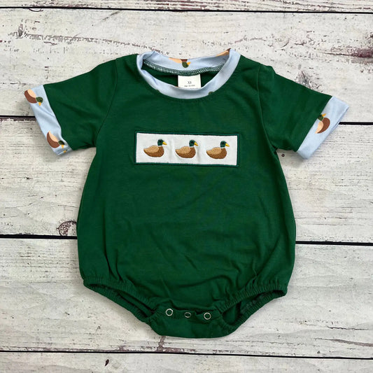 Green Duck Appliqué Baby Boy Bubble