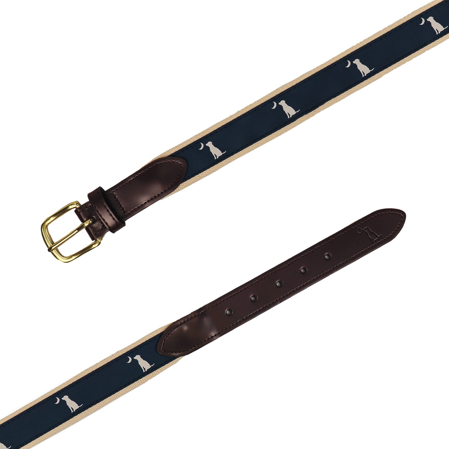 Local Boy Ribbon Belt, Blue Dog and Moon