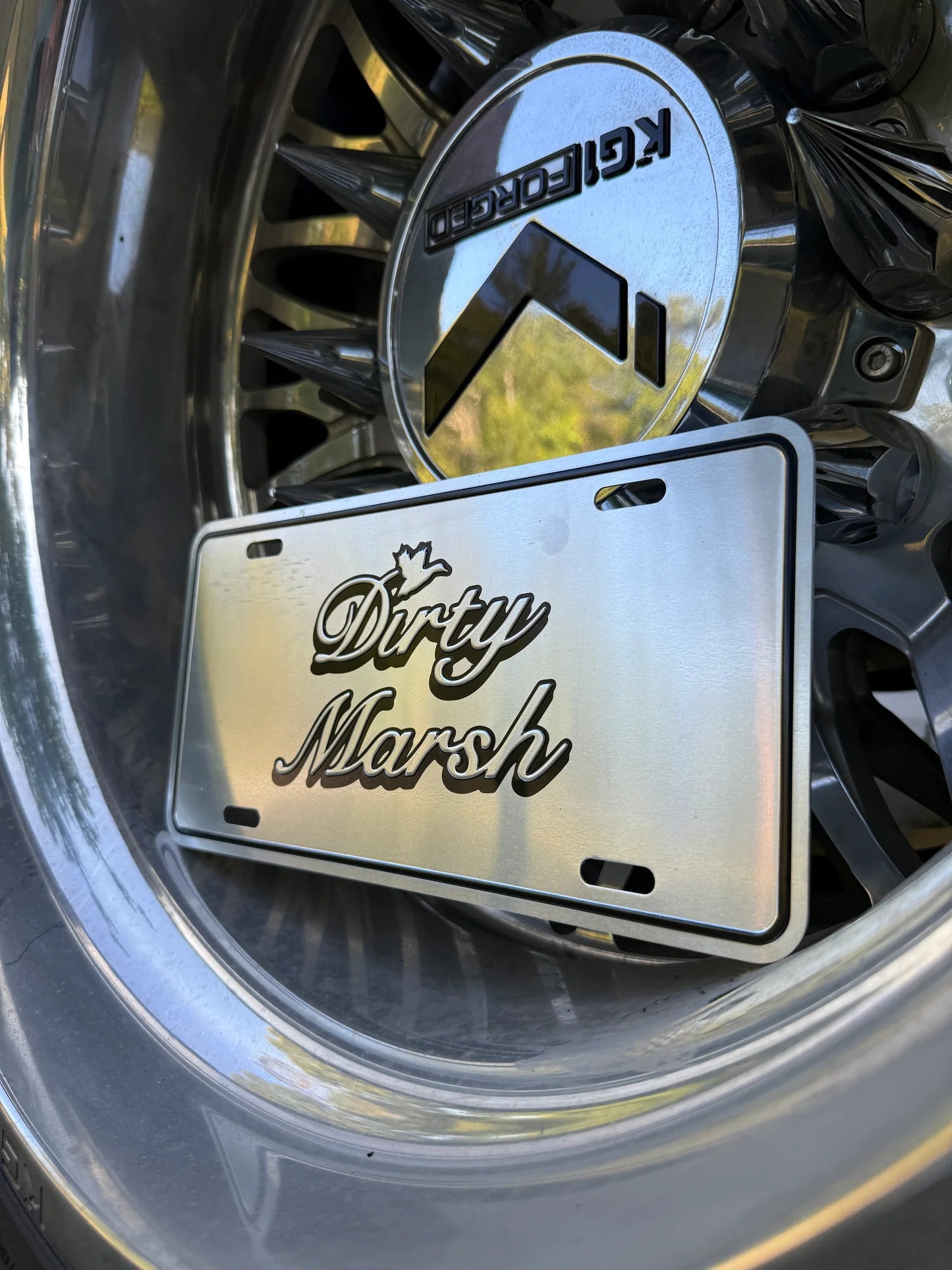 Dirty Marsh Chrome License Plate