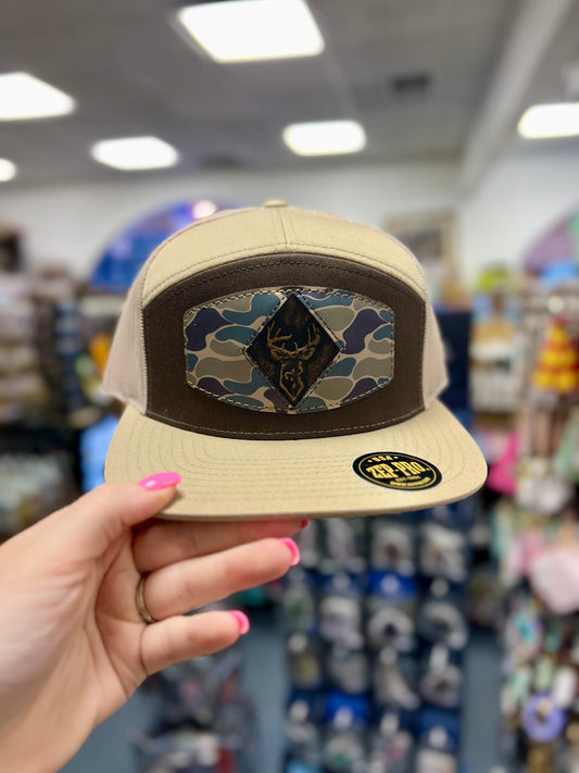 Zeppro Old School Camo Patch 7 Panel Hat, Buck, Brown & Khaki