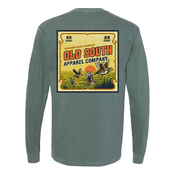 Vintage Shotgun Shell Box Long Sleeve, Blue Spruce