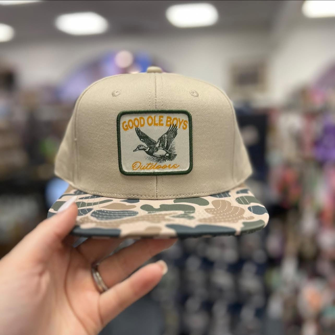 Good Ole Boys, GOB Mallard Landing Woven Patch, Beige/Old School Camo (PGOB091A)