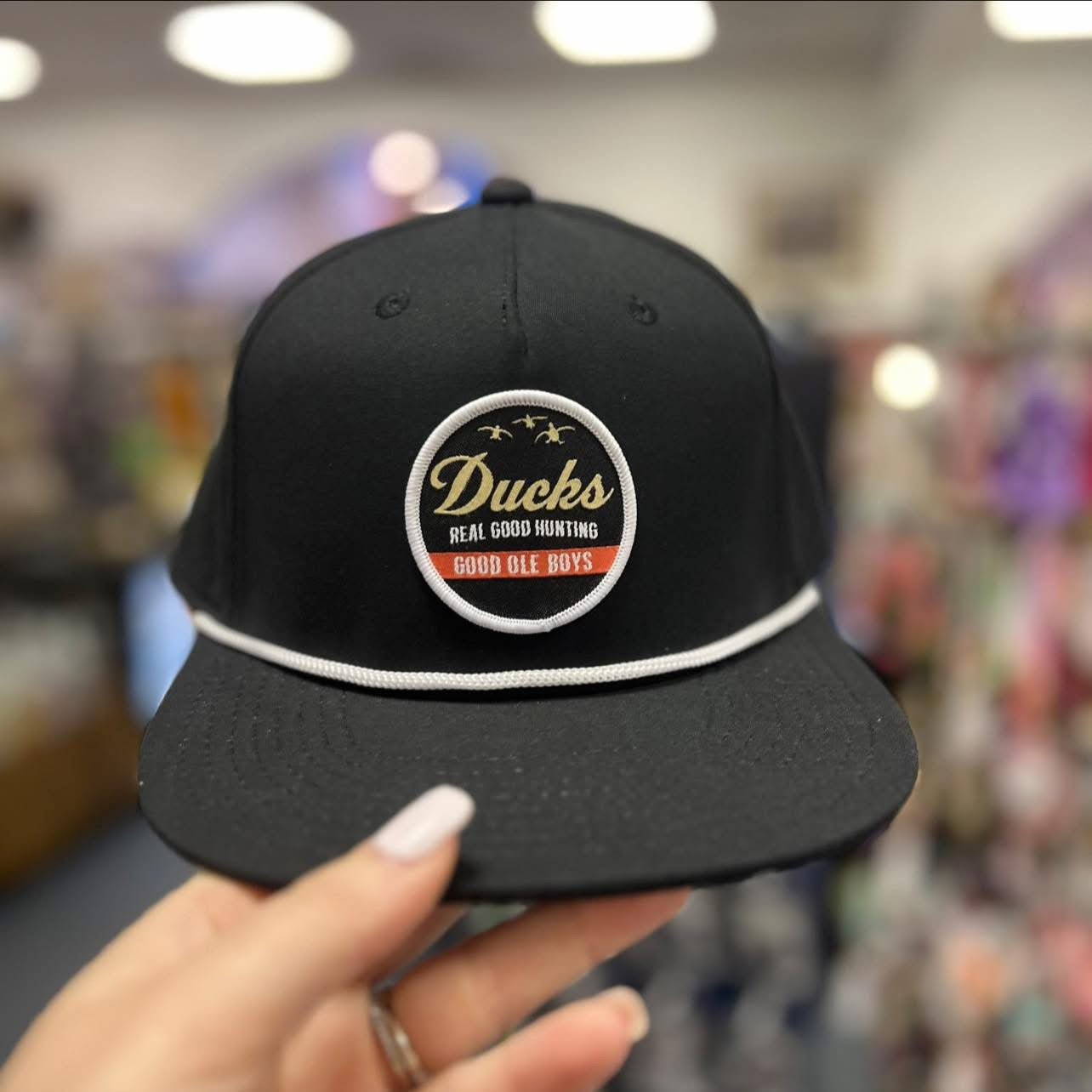 Good Ole Boys, 5PERF GOB Ducks Real Good Hunt Woven Patch, Black (PGOB069A)
