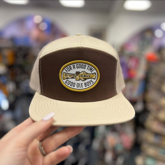 Good Ole Boys, 7Panel GOB Duck Call Patch, Tan/Brown/Tan (PGOB066A)