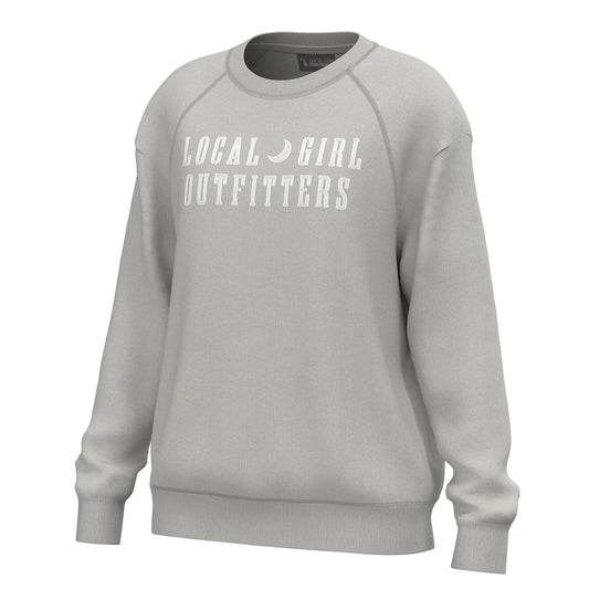 Local Girl Moon Cotton Crewneck, Light Sand