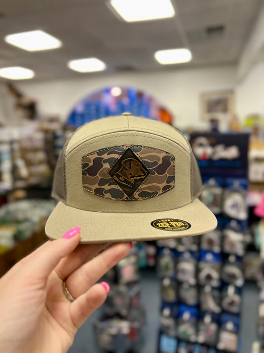 Zeppro Old School Camo Patch 7 Panel Hat, Lab, Loden & Khaki