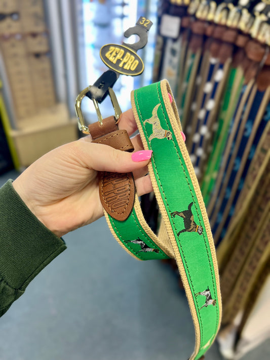 Zeppro Ribbon Belt, Dogs, Green