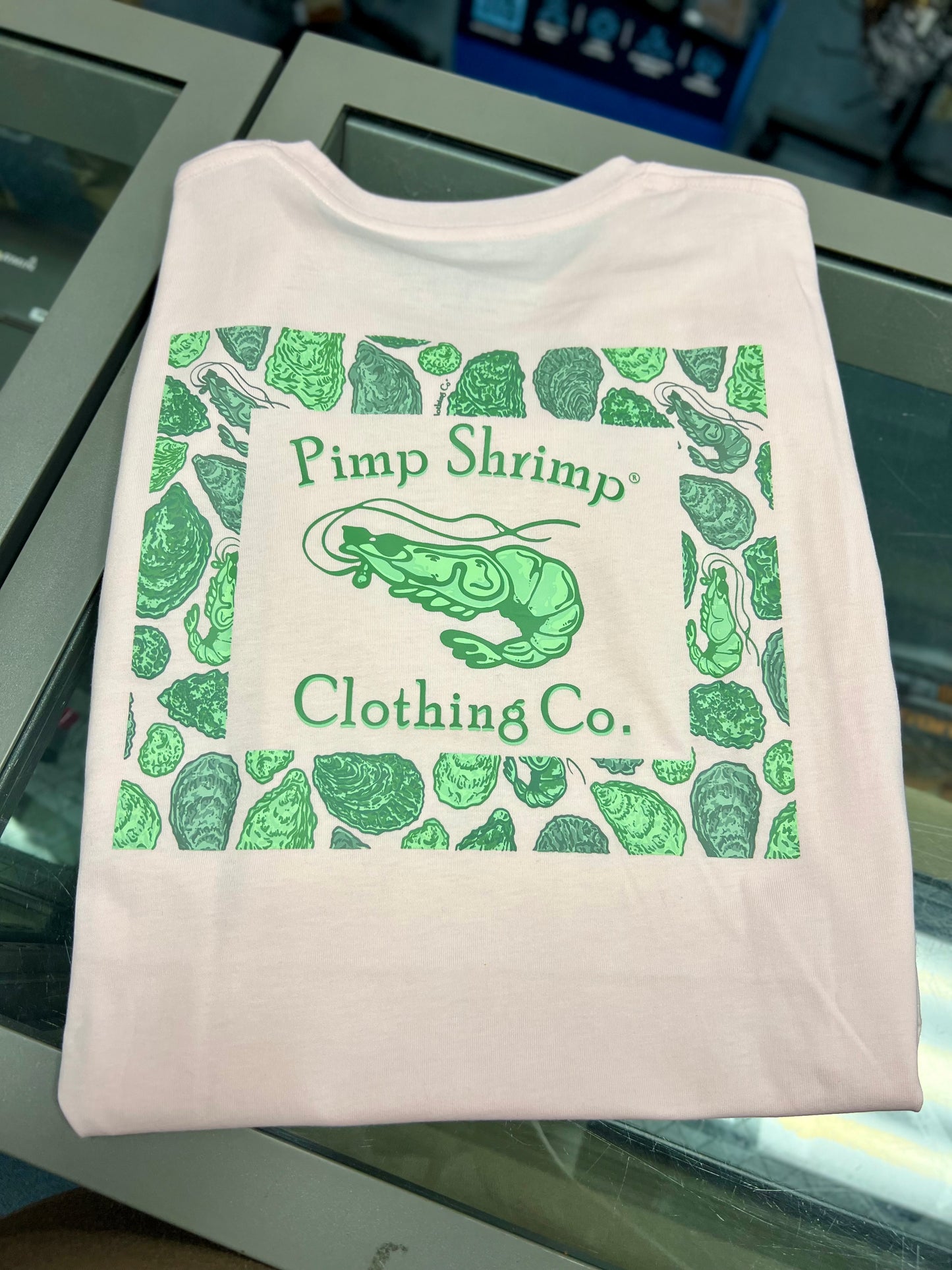 Green Oyster Camo Back Short Sleeve, Pink