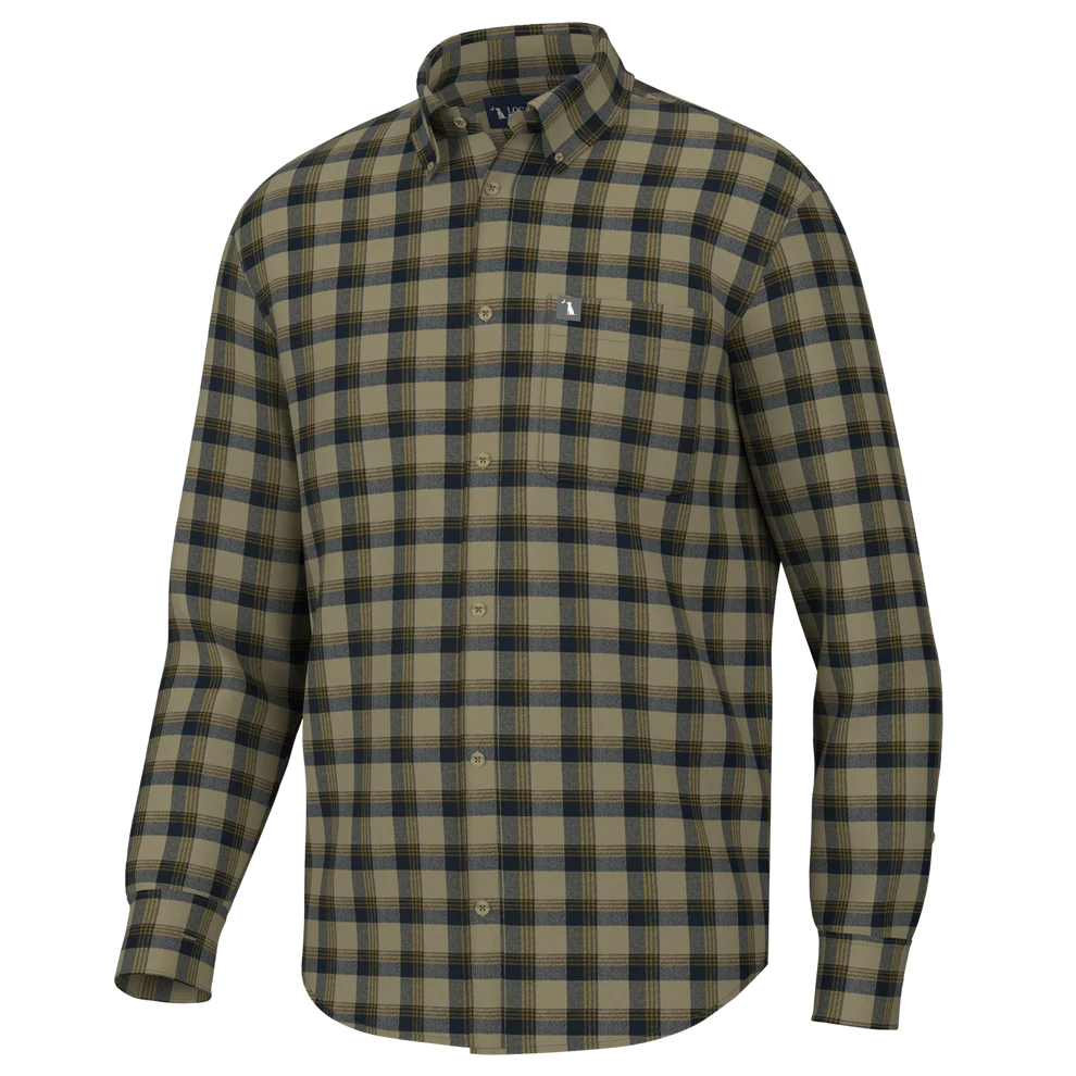 Shaffer Stretch Flannel, Beige/Navy/Yellow