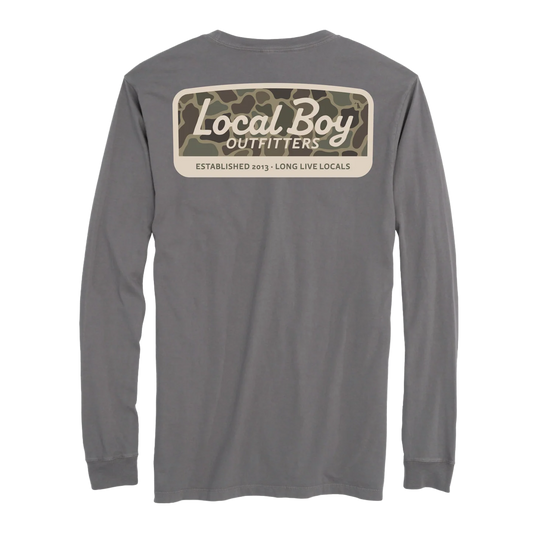 Youth Brush Camo Mark Long Sleeve Tee, Gray