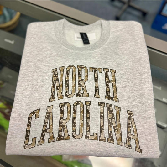 Tan Camo NC Varsity Sweatshirt