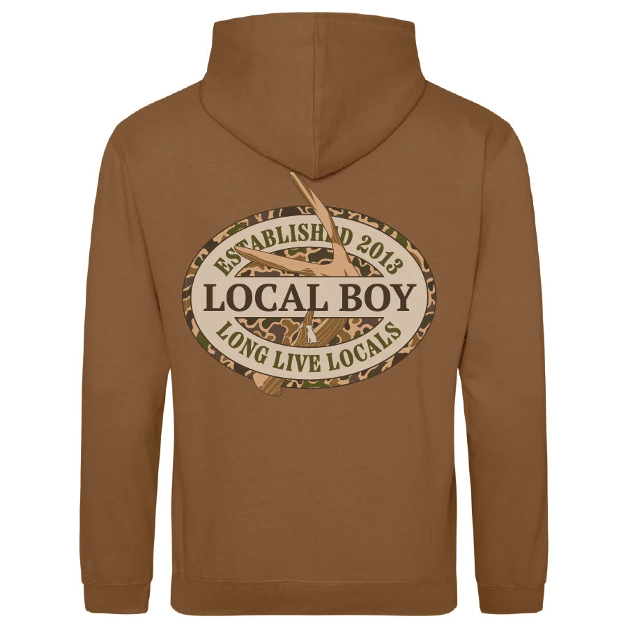 Youth BWH Old School Antler Oval Hooded Sweatshirt, Caramel Toffee