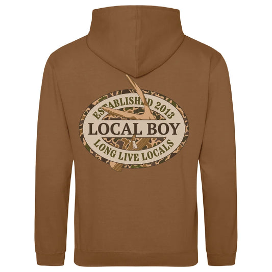 Youth BWH Old School Antler Oval Hooded Sweatshirt, Caramel Toffee
