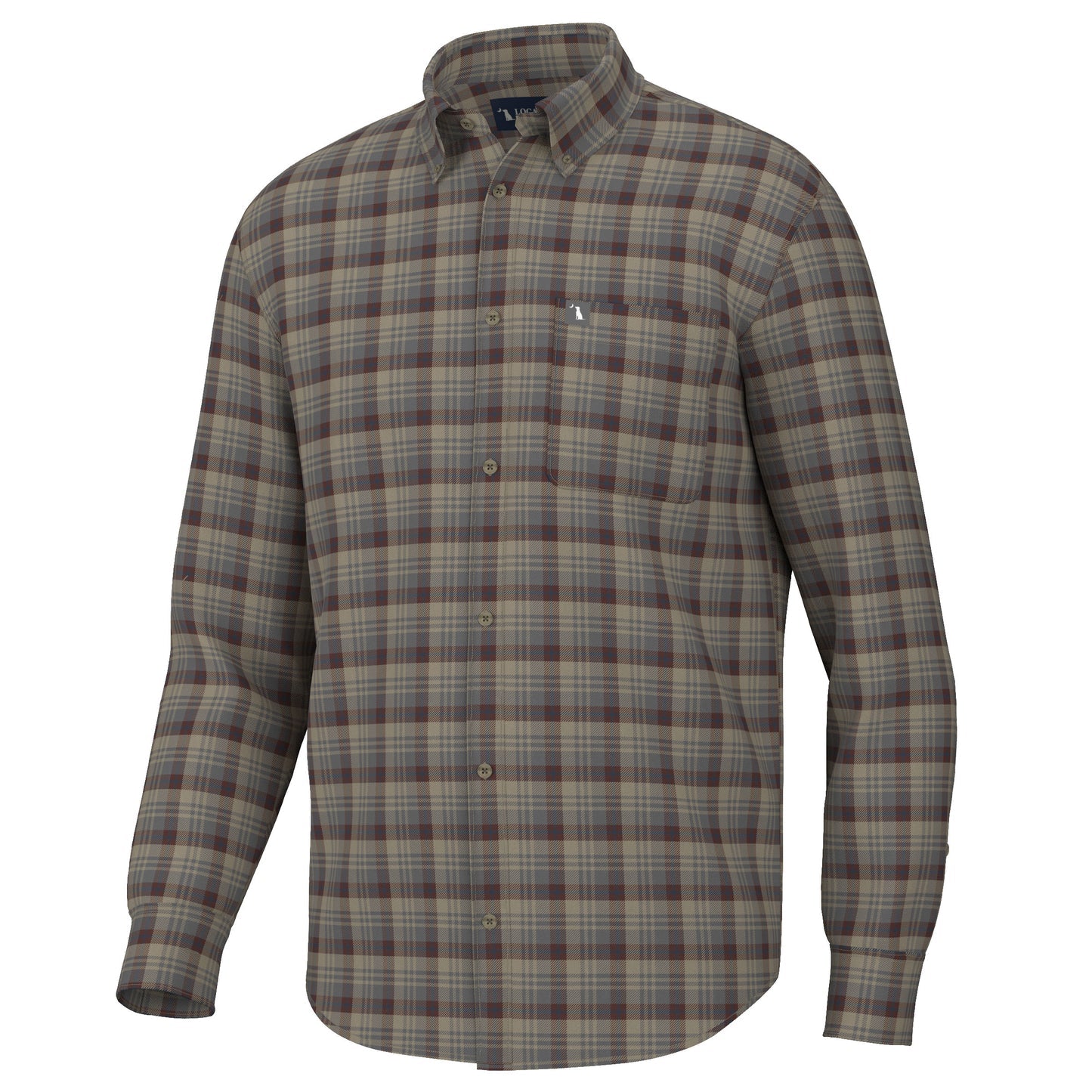 Gardner Stretch Flannel, Tan/Garnet/Navy