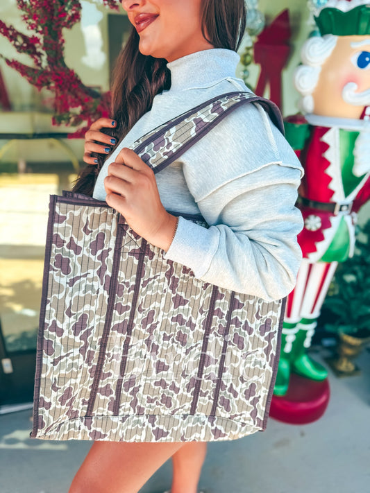 Quilted Tote Bag in Duck Camo